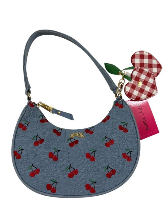 Betsey Johnson Handbags - Betsey Johnson - XO Northy Denim Shoulder Bag / Purse W/ Red Cherries - NWT